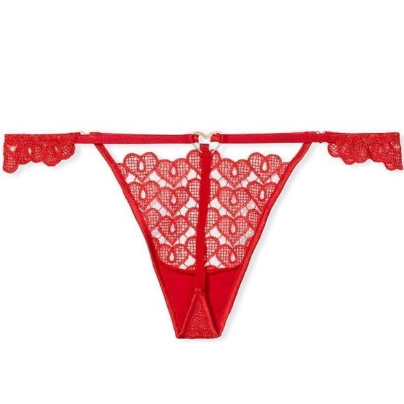 Victorias Secret Dream Angels Sweet heart Lace V string panty lipstick XLarge - Picture 2 of 8